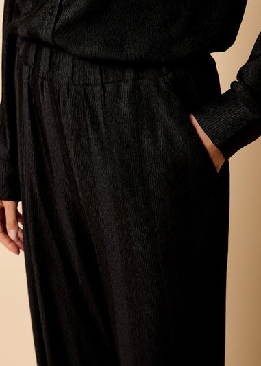 Little Mistress Black Co Ord Plisse Trousers by Vicky Pattison