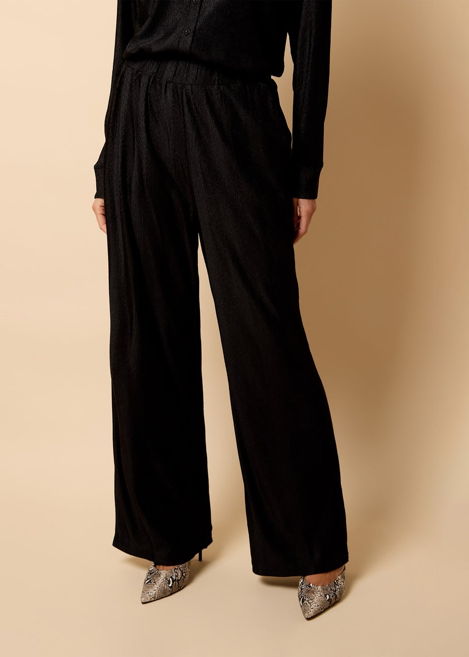 Little Mistress Black Co Ord Plisse Trousers by Vicky Pattison
