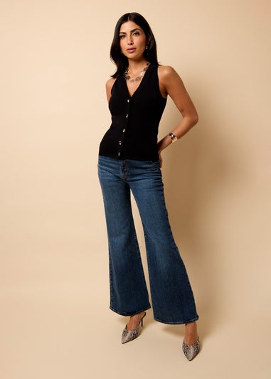 Little Mistress Black Knitted Waistcoat by Vicky Pattison