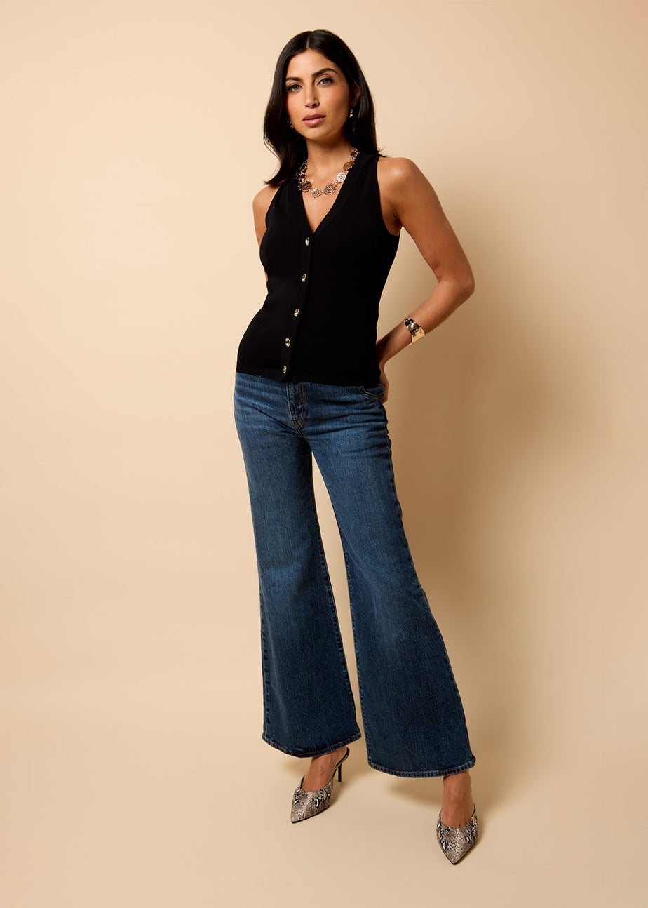 Little Mistress Black Knitted Waistcoat by Vicky Pattison