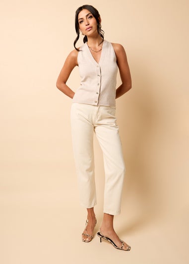 Little Mistress Cream Knitted Waistcoat by Vicky Pattison