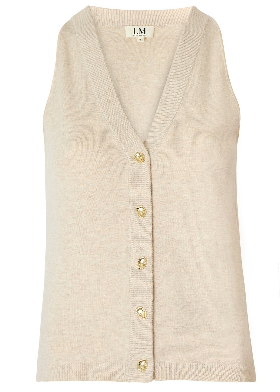 Little Mistress Cream Knitted Waistcoat by Vicky Pattison