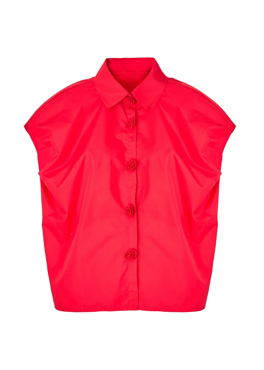 Little Mistress Red Poplin Cotton Shirt by Vicky Pattison
