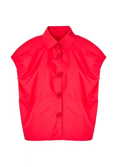 Little Mistress Red Poplin Cotton Shirt by Vicky Pattison