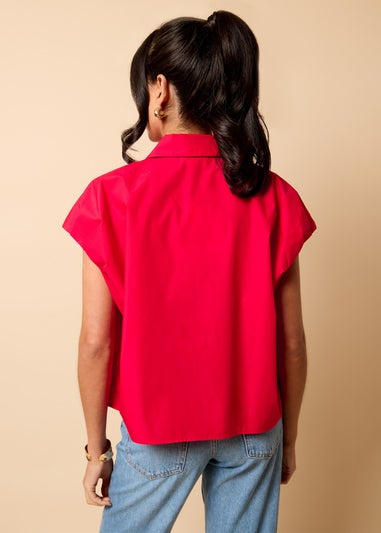 Little Mistress Red Poplin Cotton Shirt by Vicky Pattison