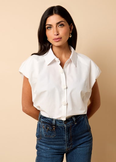Little Mistress White Poplin Cotton Shirt by Vicky Pattison