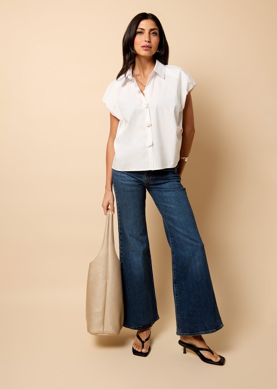 Little Mistress White Poplin Cotton Shirt by Vicky Pattison