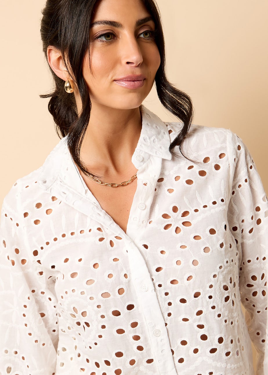 Little Mistress White Broderie Shirt by Vicky Pattison