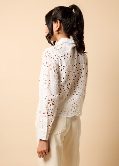 Little Mistress White Broderie Shirt by Vicky Pattison