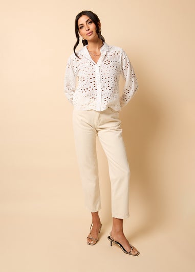 Little Mistress White Broderie Shirt by Vicky Pattison