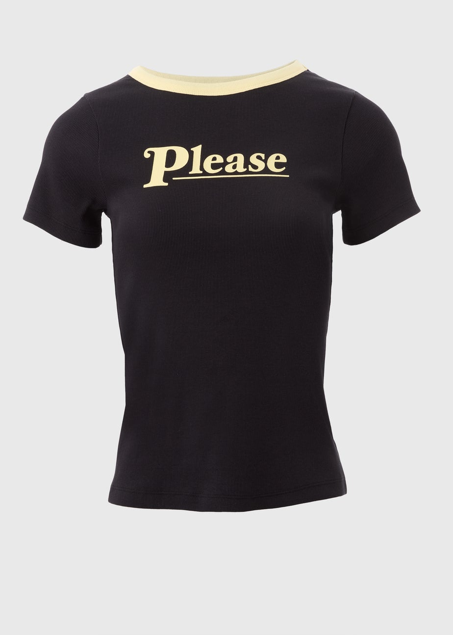 Sabrina Carpenter Black Please Ribbed T Shirt