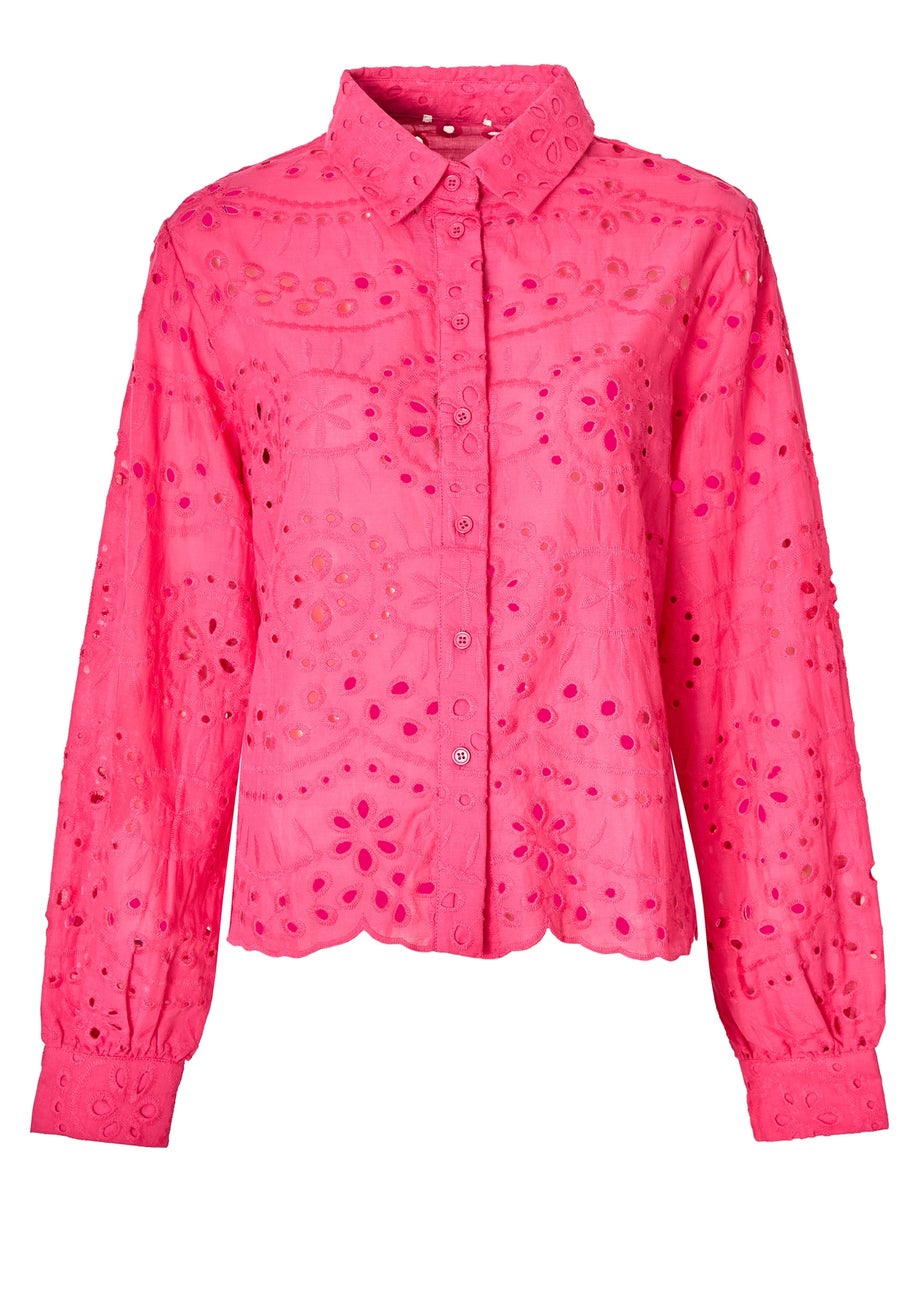 Little Mistress Pink Broderie Shirt by Vicky Pattison