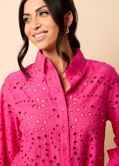 Little Mistress Pink Broderie Shirt by Vicky Pattison