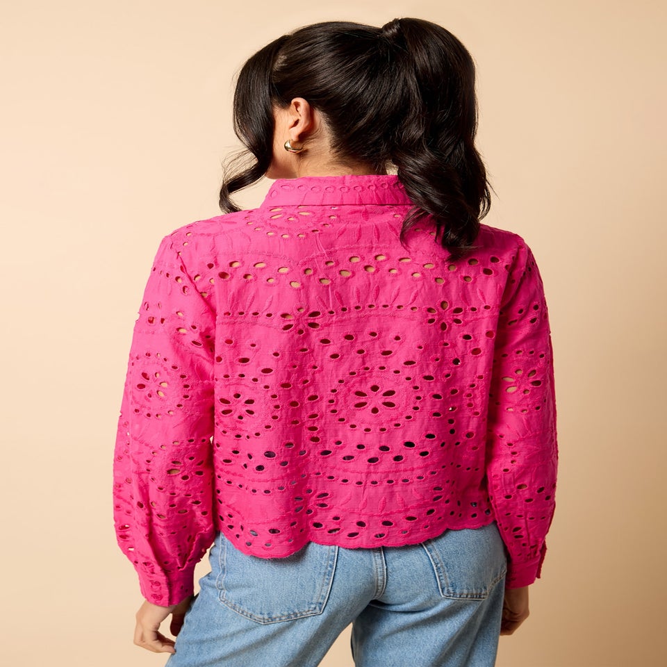 Little Mistress Pink Broderie Shirt by Vicky Pattison