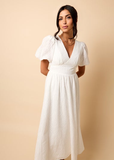 Little Mistress White Broderie Midi Dress by Vicky Pattison