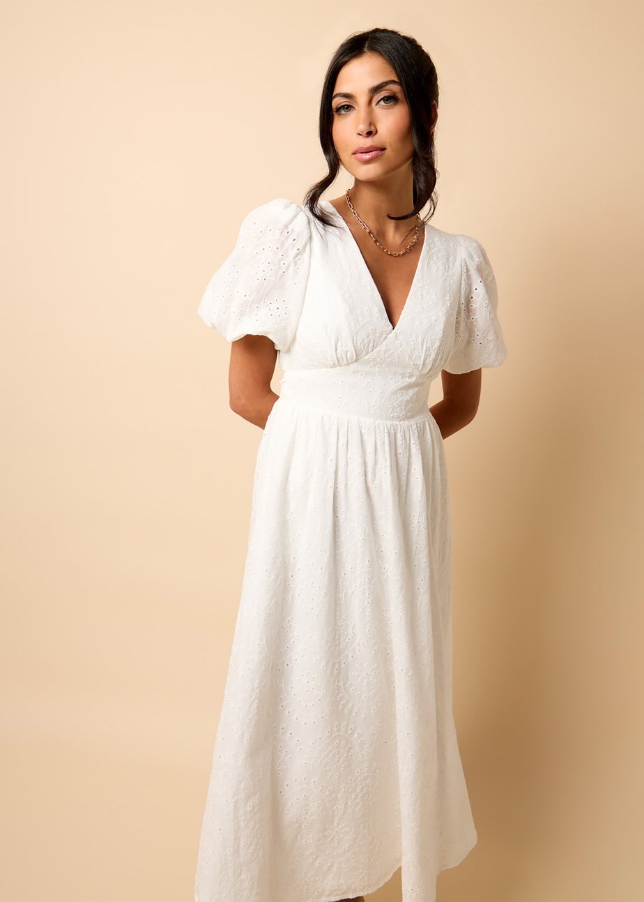 Little Mistress White Broderie Midi Dress by Vicky Pattison