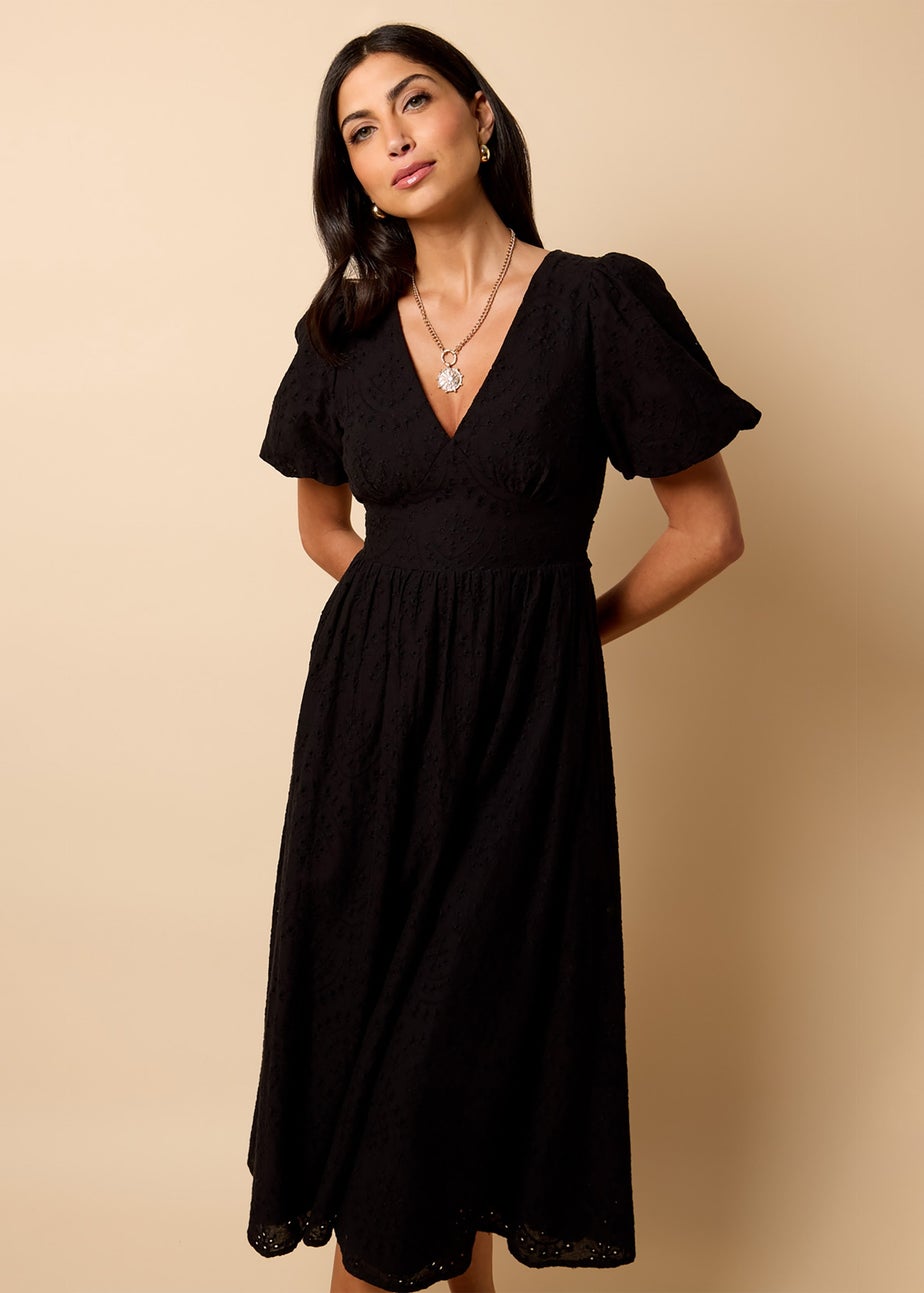 Little Mistress Black Broderie Midi Dress by Vicky Pattison
