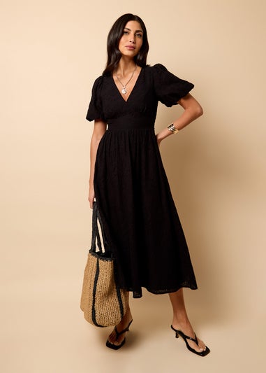 Little Mistress Black Broderie Midi Dress by Vicky Pattison