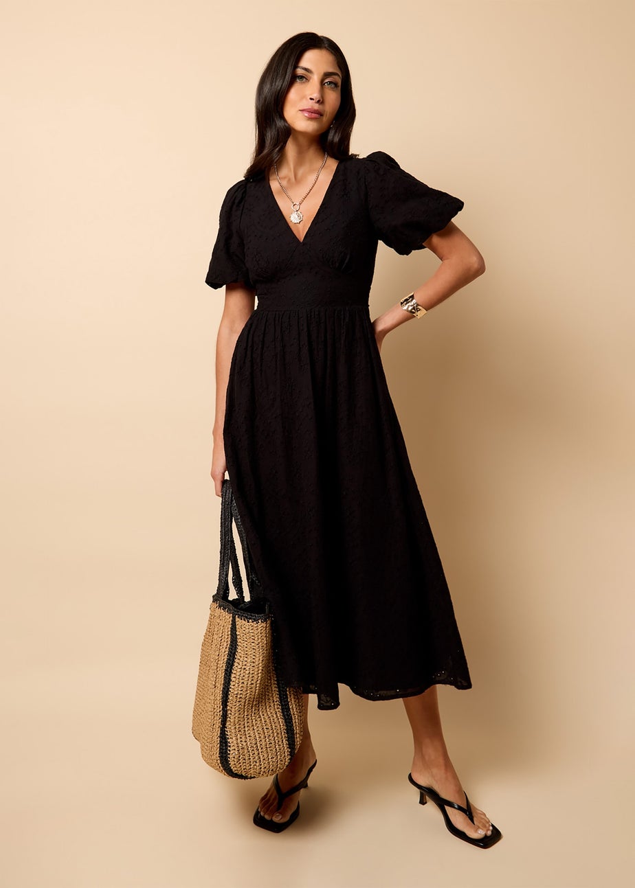 Little Mistress Black Broderie Midi Dress by Vicky Pattison