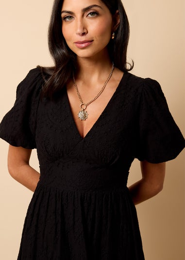 Little Mistress Black Broderie Midi Dress by Vicky Pattison