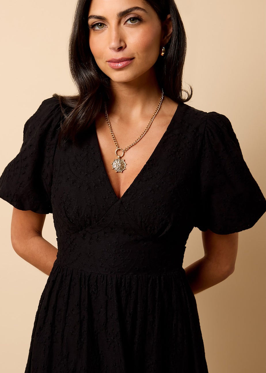Little Mistress Black Broderie Midi Dress by Vicky Pattison