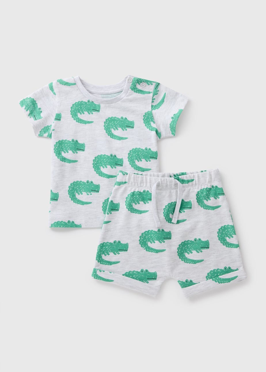 Baby Grey Crocodile Top & Shorts Set (Newborn-23mths)