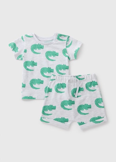 Baby Grey Crocodile Top & Shorts Set (Newborn-23mths)