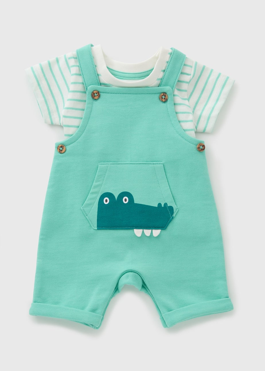 Baby Green Crocodile Dungaree Set (Newborn-23mths)