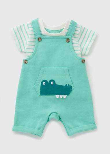 Baby Green Crocodile Dungaree Set (Newborn-23mths)