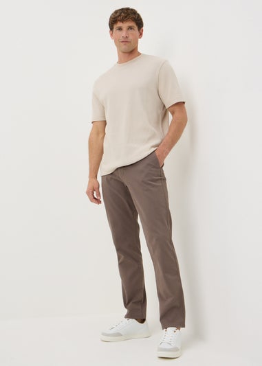 Brown Straight Fit Chinos