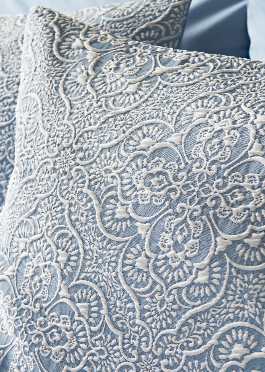 Blue Matelasse Duvet Set