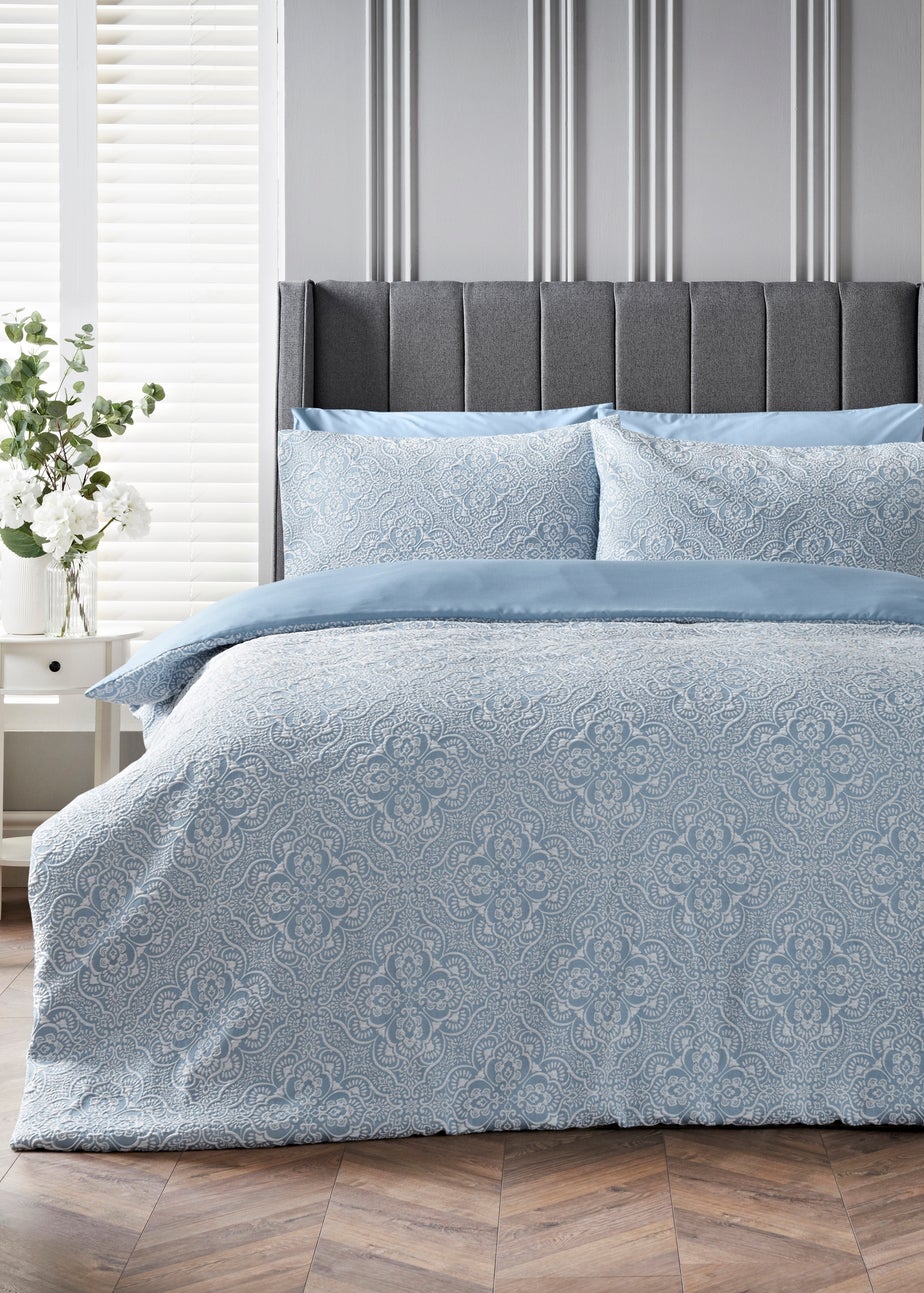 Blue Matelasse Duvet Set