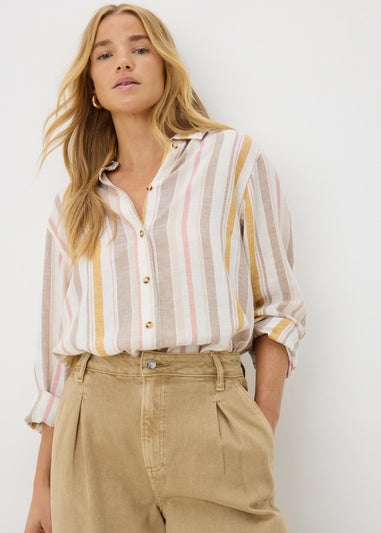 Papaya Petite Multicolour Stripe Linen Shirt