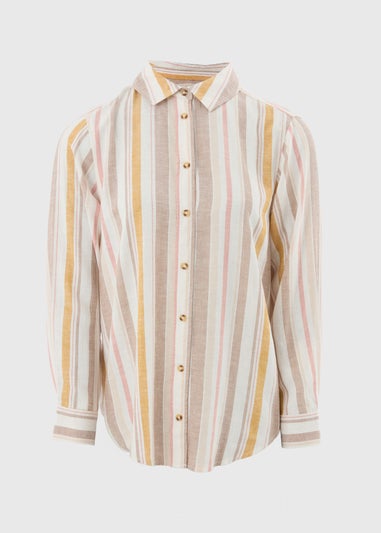 Papaya Petite Multicolour Stripe Linen Shirt