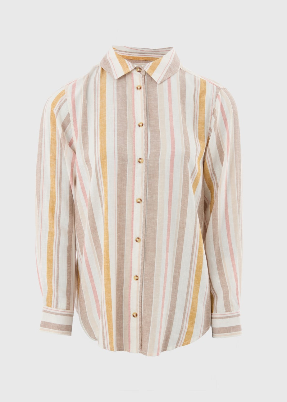 Papaya Petite Multicolour Stripe Linen Shirt