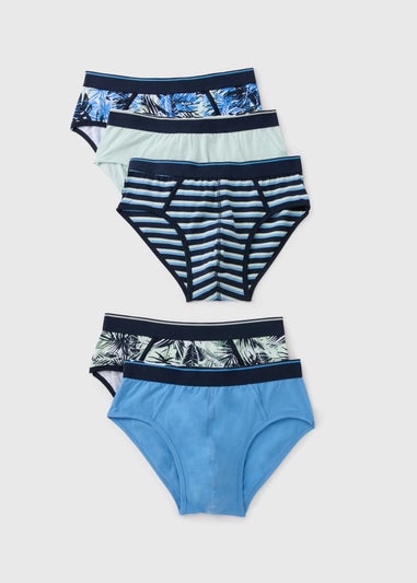 5 Pack Green Palm Printed Briefs
