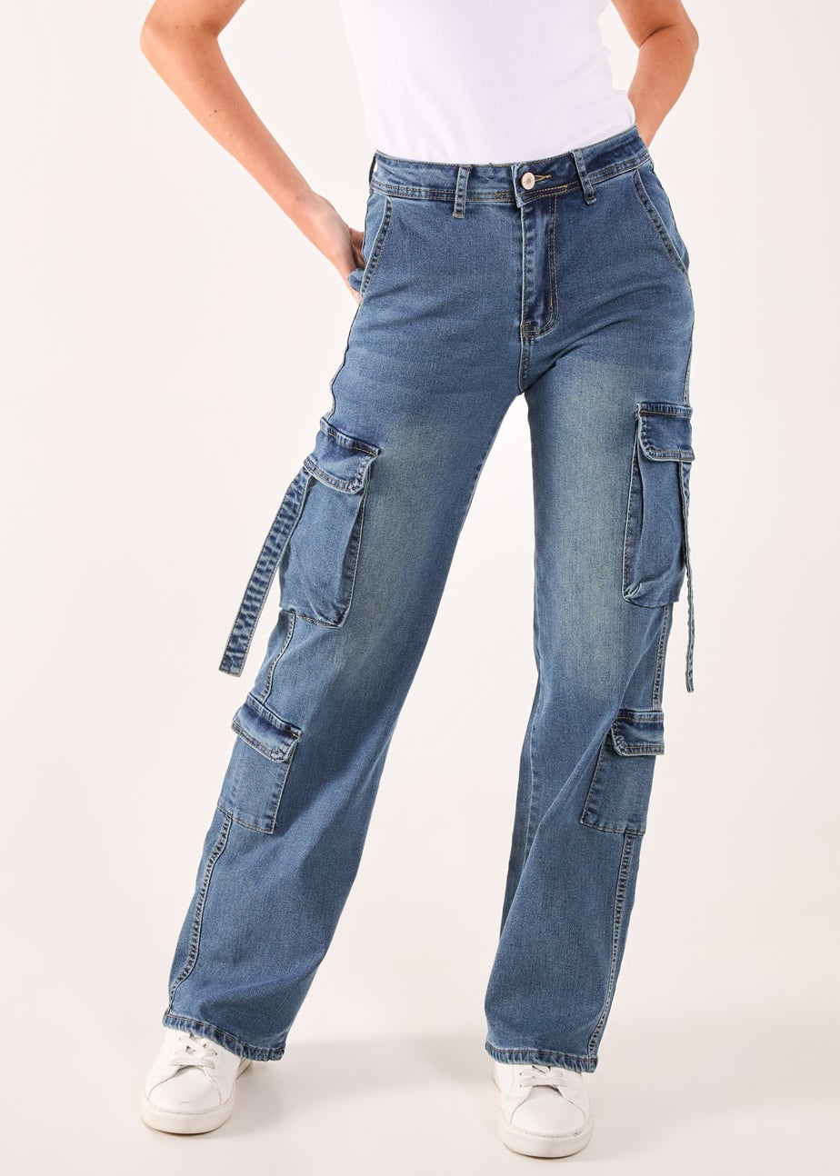 Pink Vanilla Blue Denim Cargo Jeans