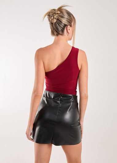 Pink Vanilla Red Asymmetric Side Ruched Top