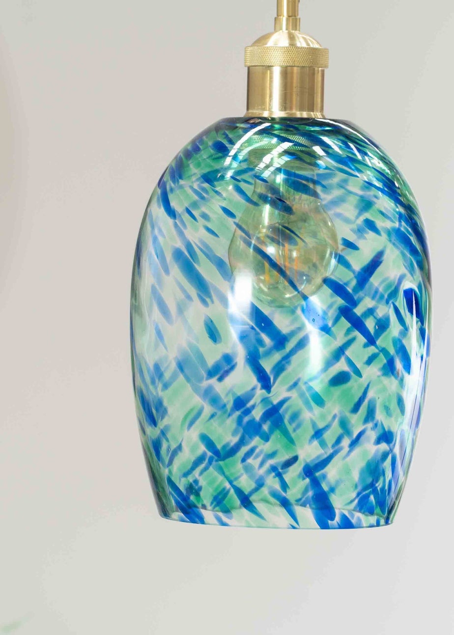 ValueLights India Glass Marble Effect Green Dome Ceiling Pendant Shade