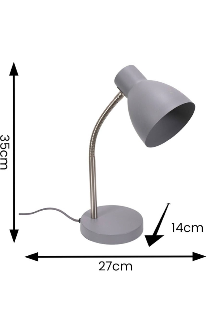 ValueLights Keela Matte Grey Table Lamp with Oval Shade (35cm x 14cm x 27cm)