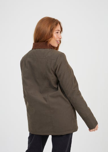 Brave Soul Khaki Twill Jacket with Cord Collar