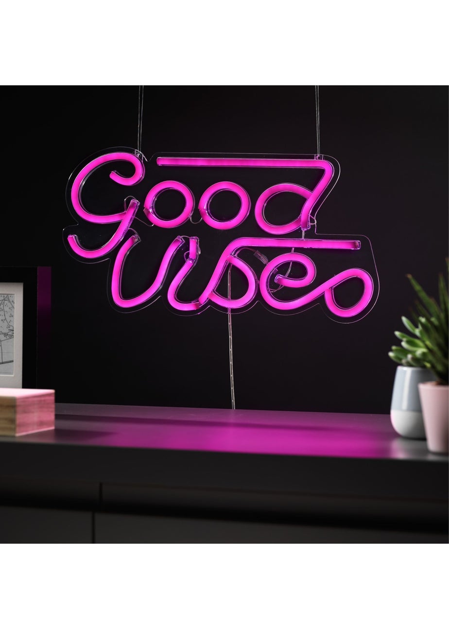 RED5 Purple Neon Effect Good Vibes Wall Light