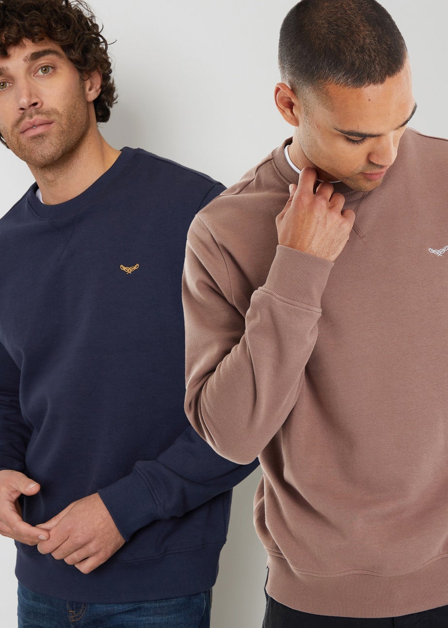 Threadbare Navy 2 Pack Crew Neck Sweatshirts