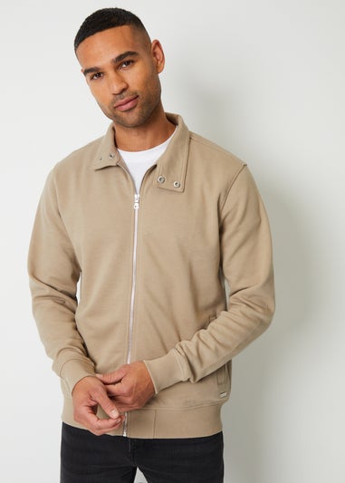 Threadbare Stone Zip Up Popper Collar Pique Thin Shacket