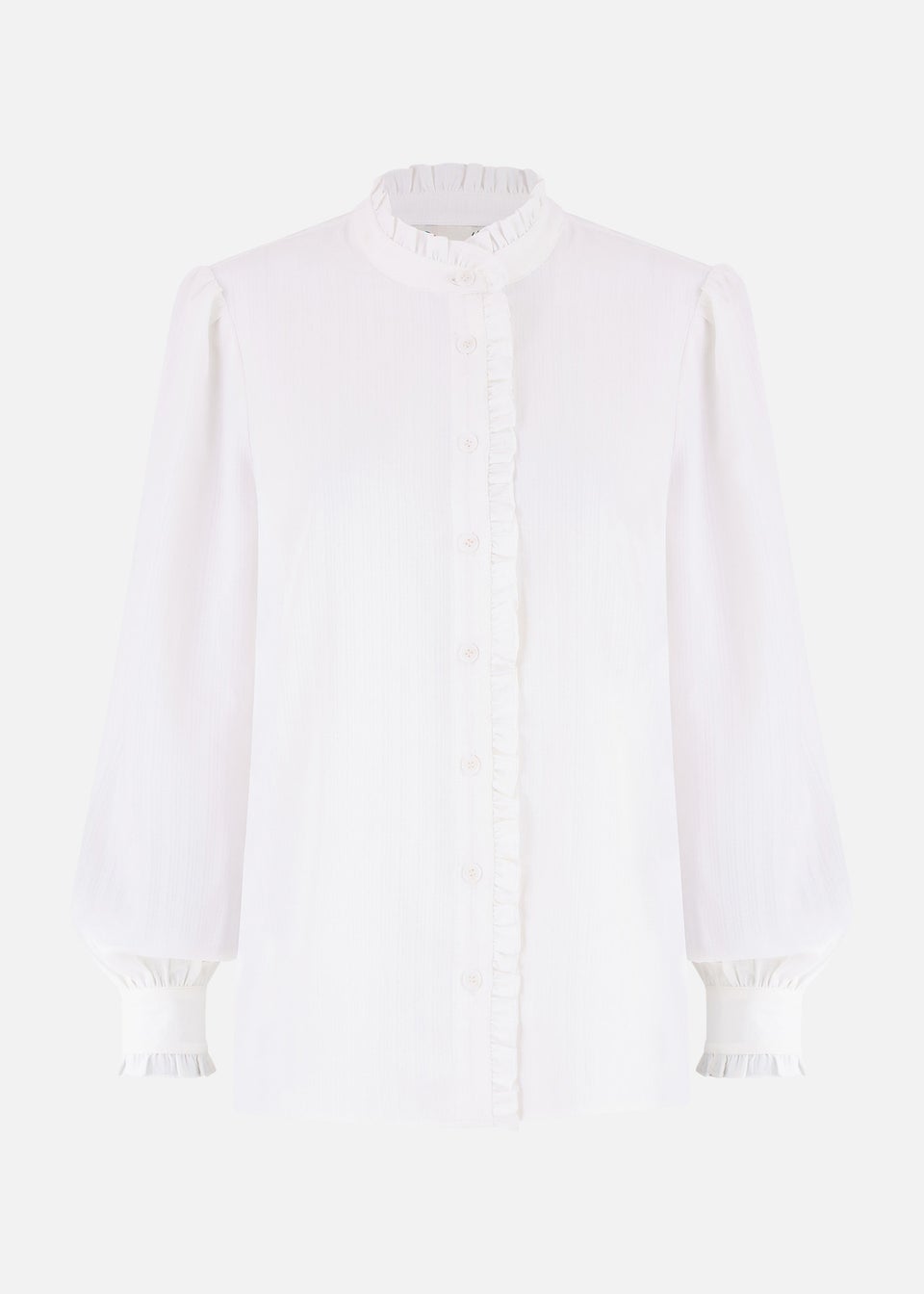 Yumi White Frill High Neck Shirt