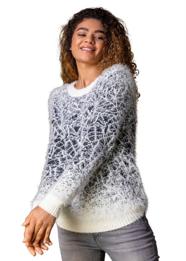 Roman Ivory Mosaic Print Fluffy Jumper