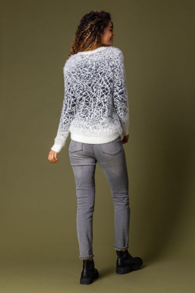 Roman Ivory Mosaic Print Fluffy Jumper