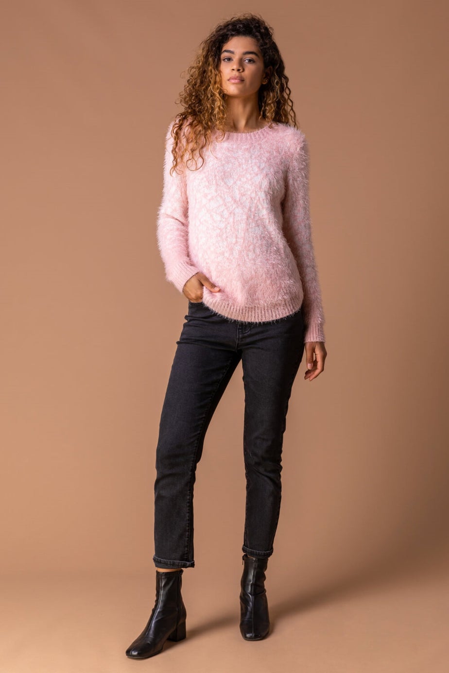 Roman Pale Pink Mosaic Print Fluffy Jumper