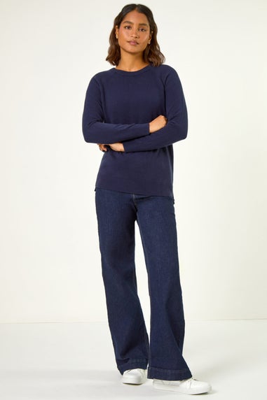 Roman Midnight Blue Plain Soft Crew Neck Jumper