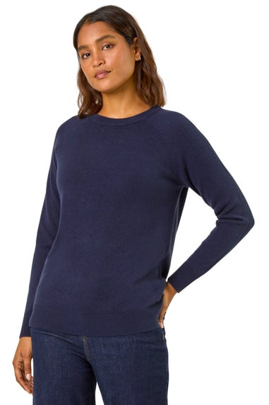 Roman Midnight Blue Plain Soft Crew Neck Jumper